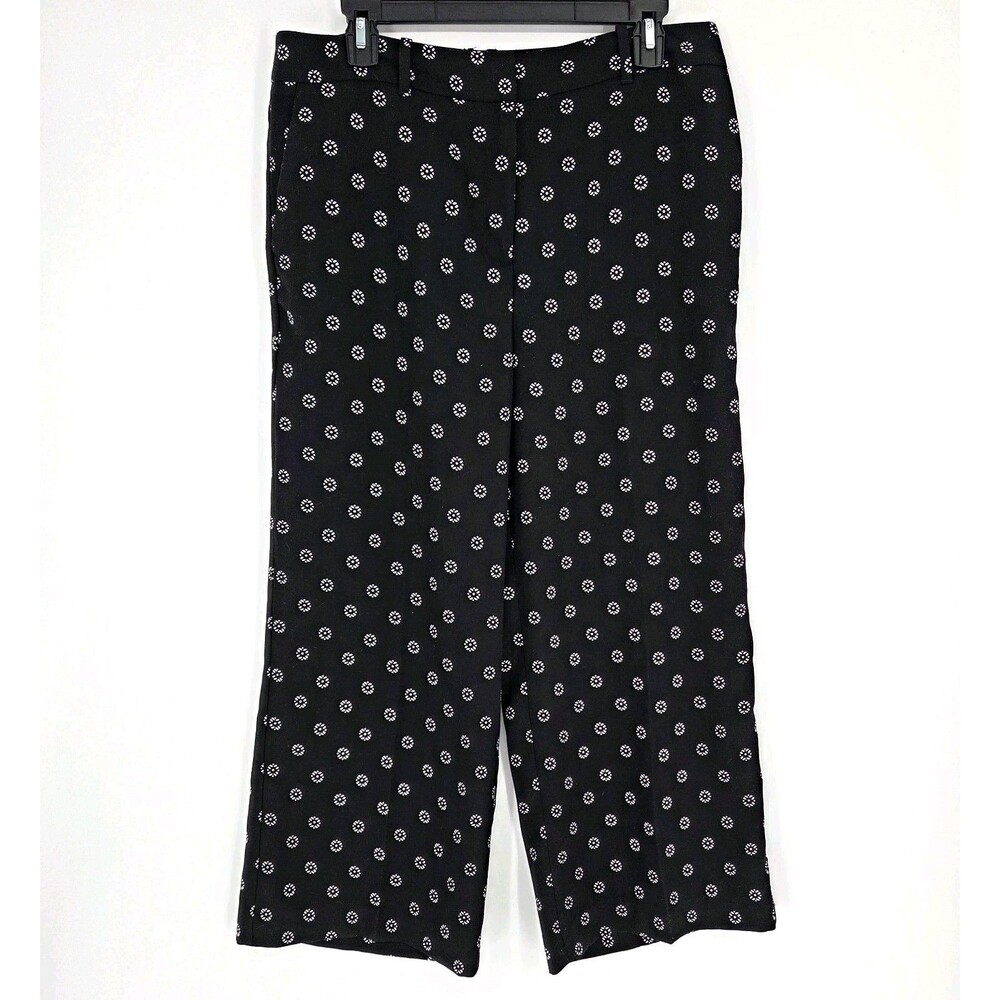 Ann Taylor Loft Wide Leg Pants Size 10 Black 100% Polyester Crop Palazzo Boho